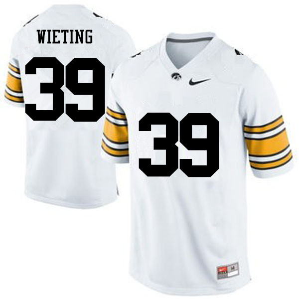 Men Iowa Hawkeyes #39 Nate Wieting College Football Jerseys-White - Click Image to Close